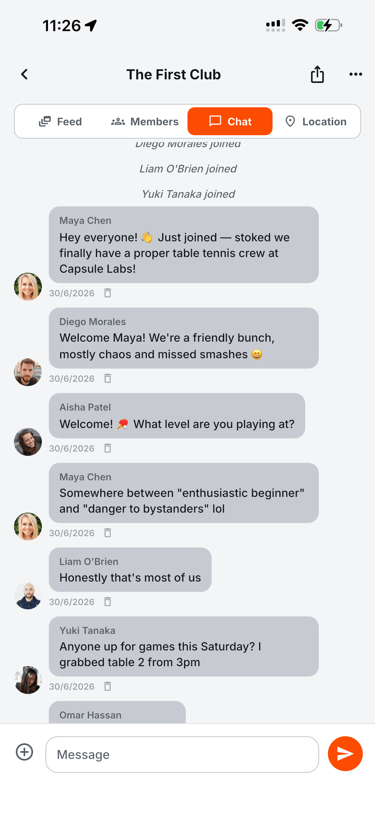 Club chat