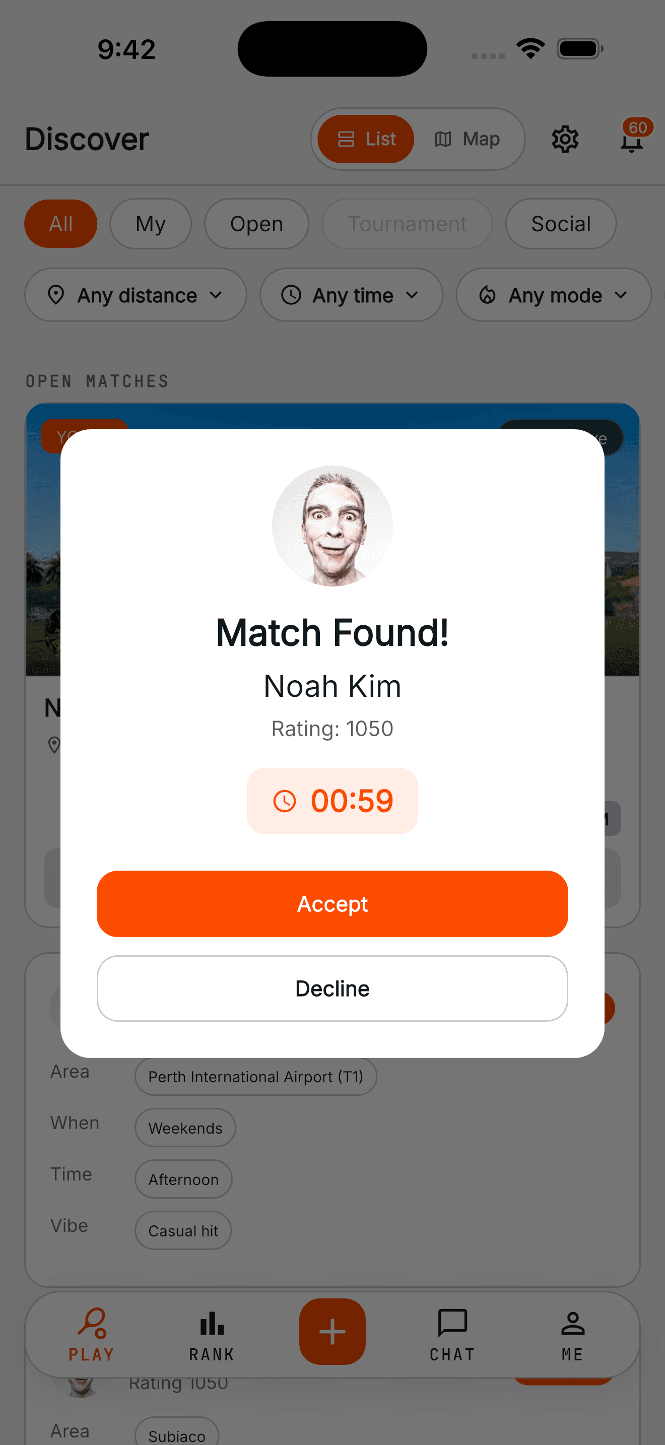 Match Found screen