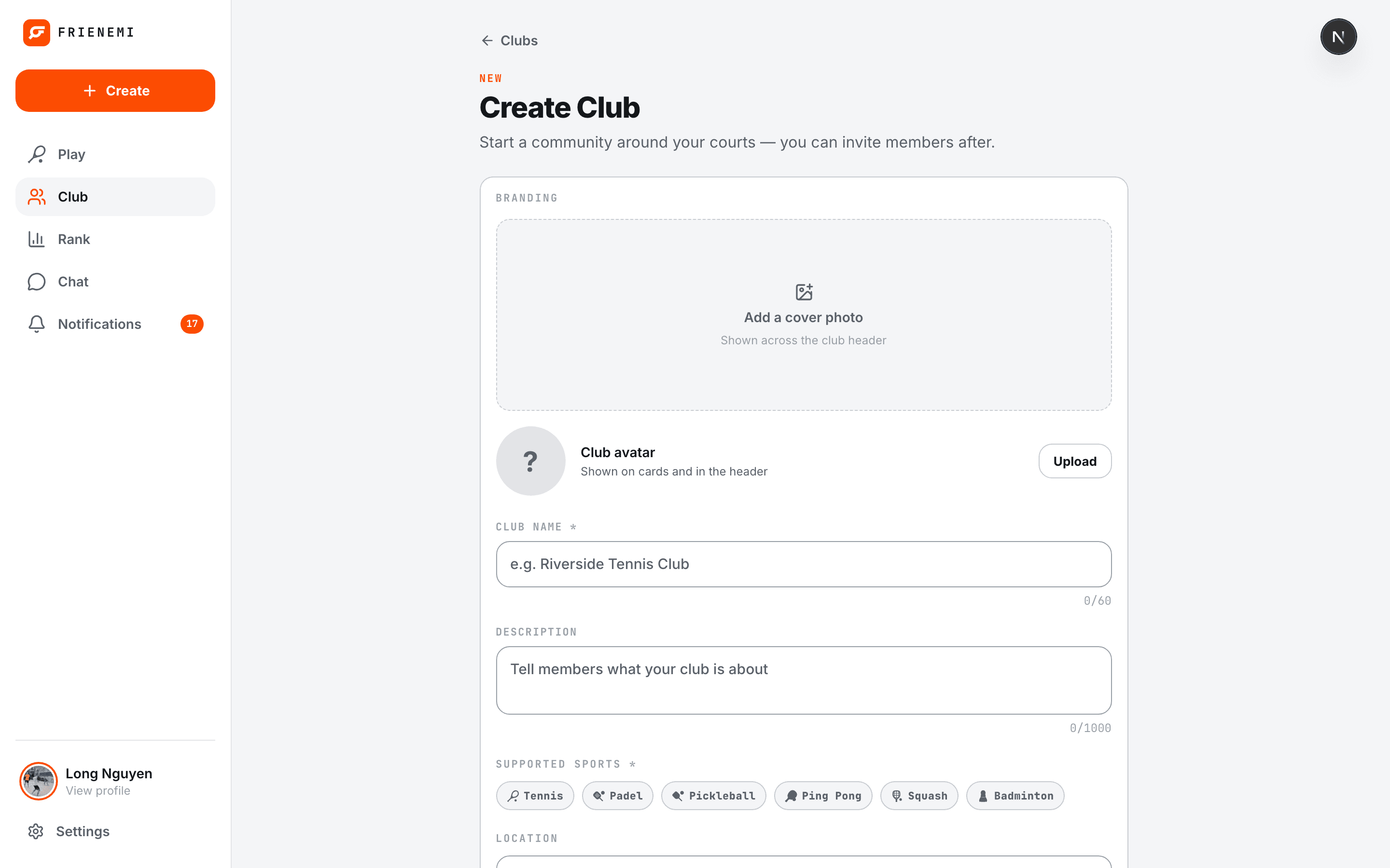 Create a club on the web